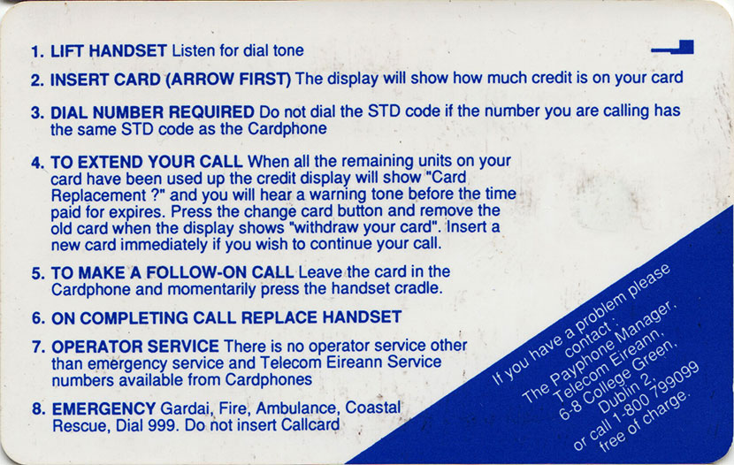 1990 TELECOM Eireann callcard Cottage oro Chip-USATO 