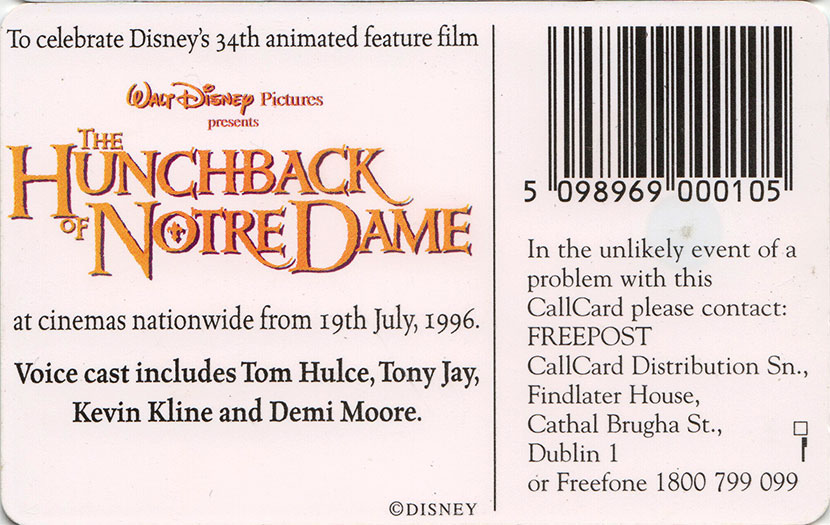 The Hunchback of Notre Dame - The Irish Callcards Site