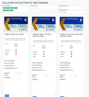 Manage your IrishCallcards collection directly from IrishCallcards.net!